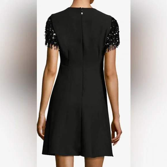 KATE SPADE NWOT Sequin Fringe Black Swing Dress Size 0 - Picture 3 of 15